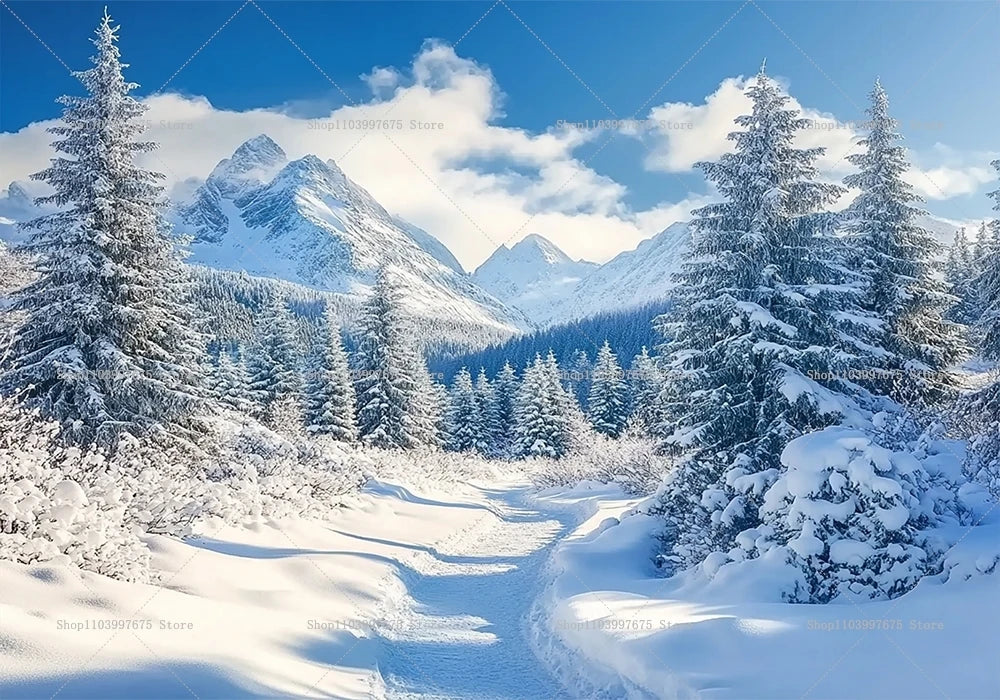 Snowy Forest Christmas Backdrops Xmas Party Decor Photography Background Baby Shower Banner Photo Booth Props Party Supplies