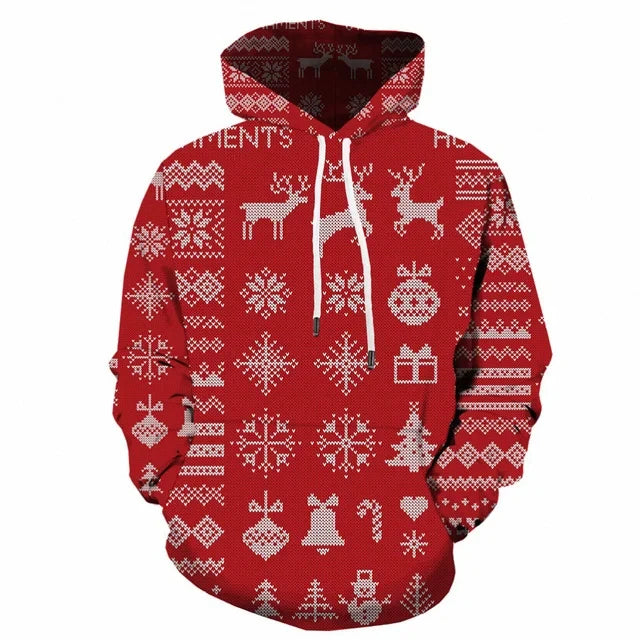 2026 Christmas Men's Hooded Sweatshirt 3d Print Long Sleeve Pullover Autumn Winter Festive hoodies Oversized For Men's Sweater