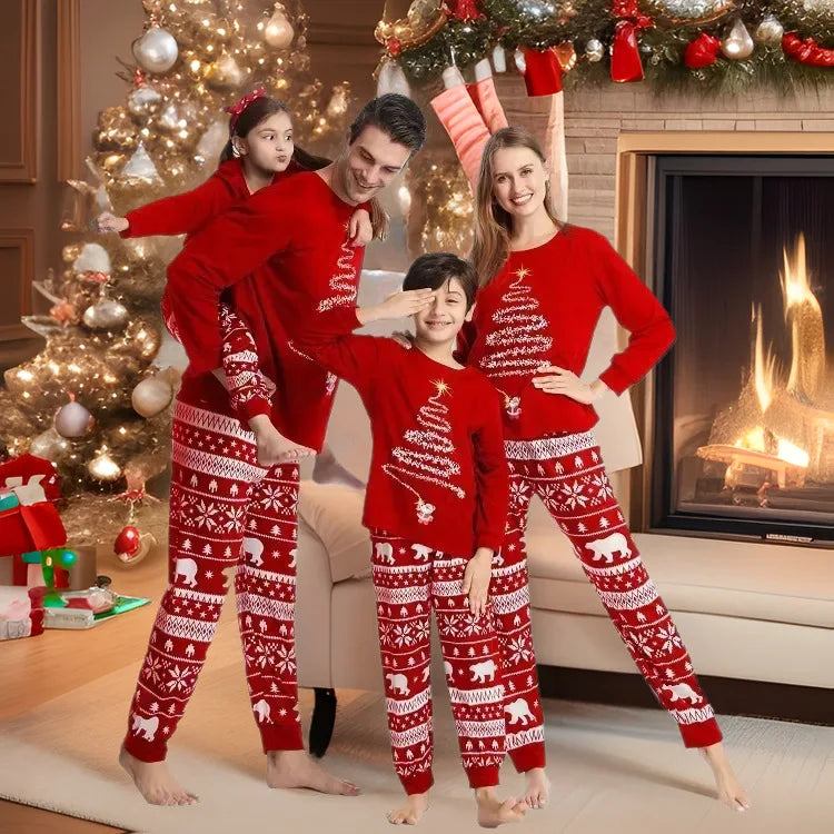 Xmas Family Look Pyjamas Santa Claus Print Christmas Pajamas Set Parent-child Matching Clothing Cute Soft Homewear Baby Romper