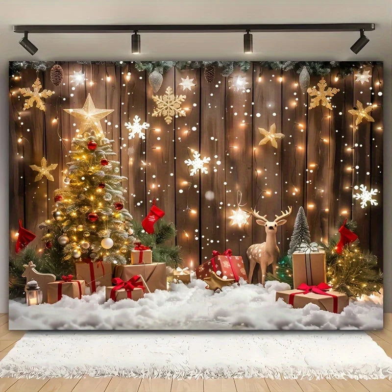 1 Christmas Photography Background - Snow and Winter Scenery No need for electricity, easy to hang and set up