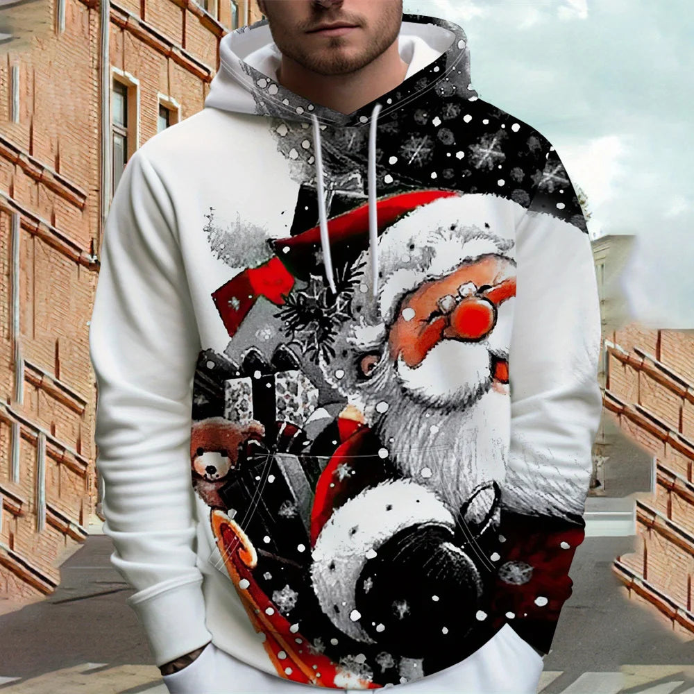 New Christmas Men's Hooded Sweatshirts New Year Fashion Sweatshirts Casual Streetwear Christmas-Print Sweatshirts Hooded Shirt