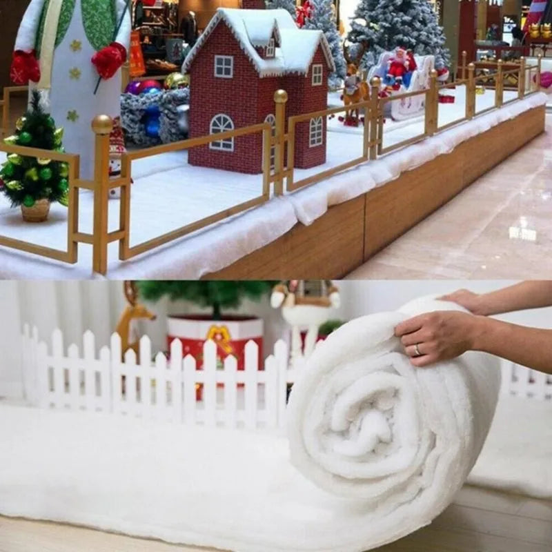 Artificial Christmas Snow Roll White Snow Mat Snow Blanket Soft Cotton Prop for Tree Xmas Village Backdrop Tree Decorations Mat