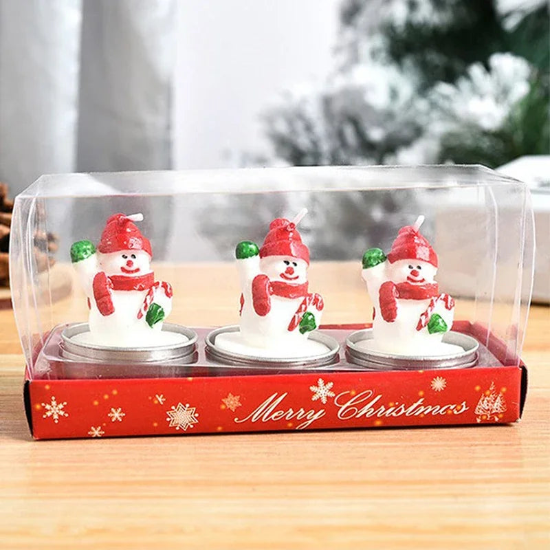 Mini Xmas Candles Navidad New Year Gifts Christmas Candles Santa Claus Snowmen Tin Cans Candle Christmas Decorations for Home
