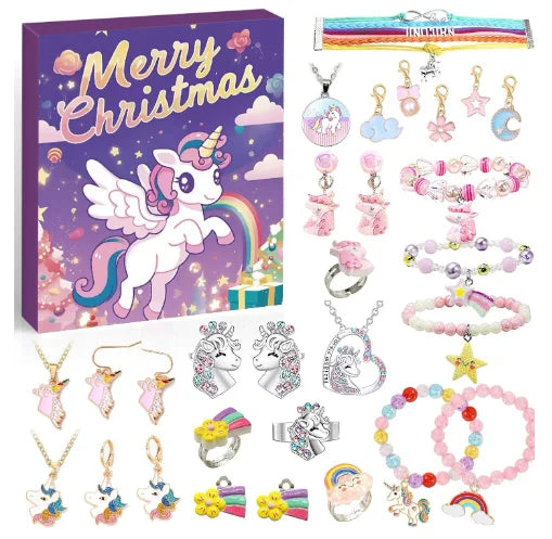 2028 Christmas Advent Jewelry Calendar Gift Box Holiday Crystal Bracelet Jewelry Set For Women Birthday Valentines