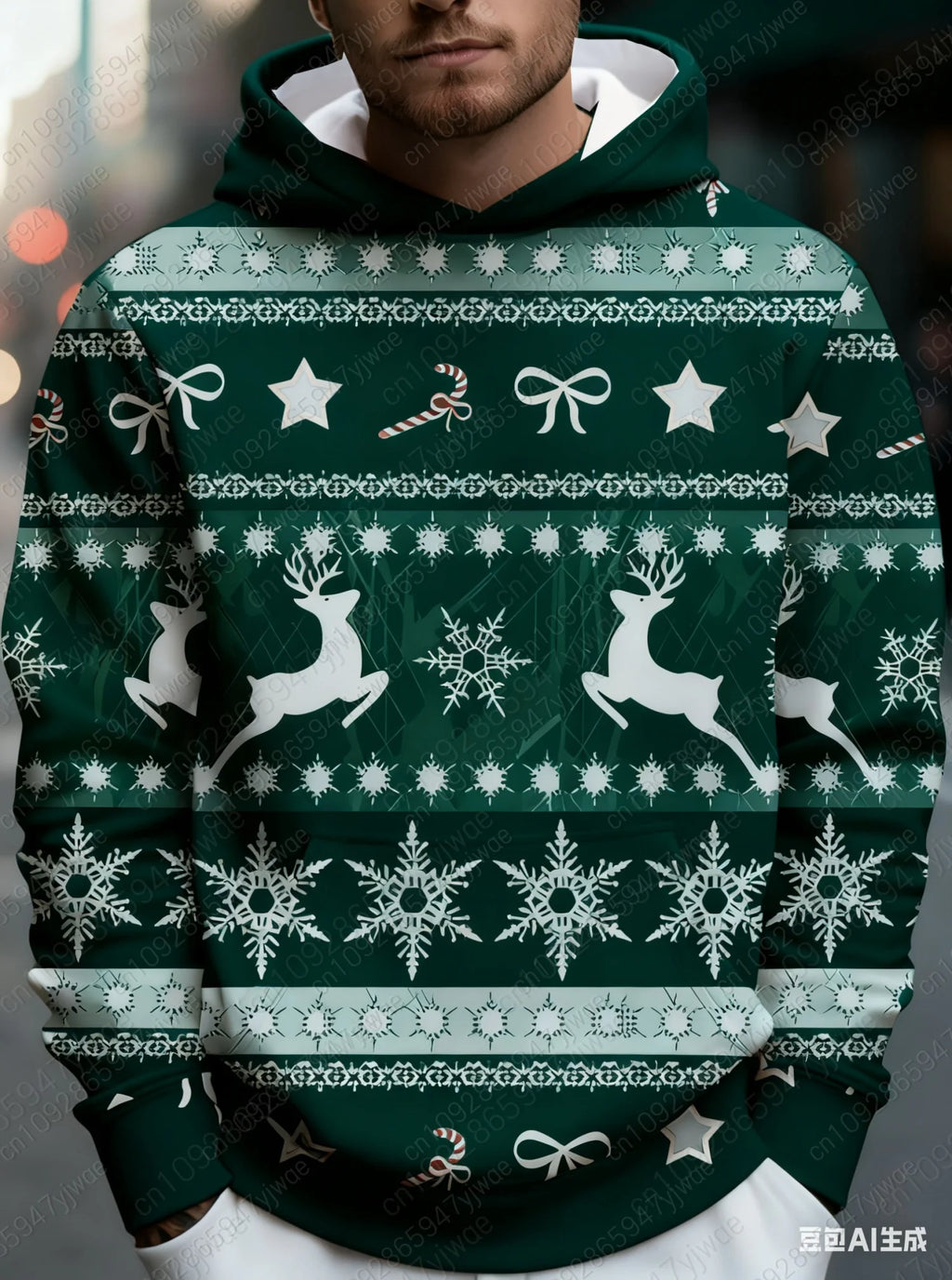 2025 Winter Mens Christmas Sweater Hoodie Red White Snowflake Reindeer Graphic Hooded Hoodies Hombre Men Women Hoodie men Tops