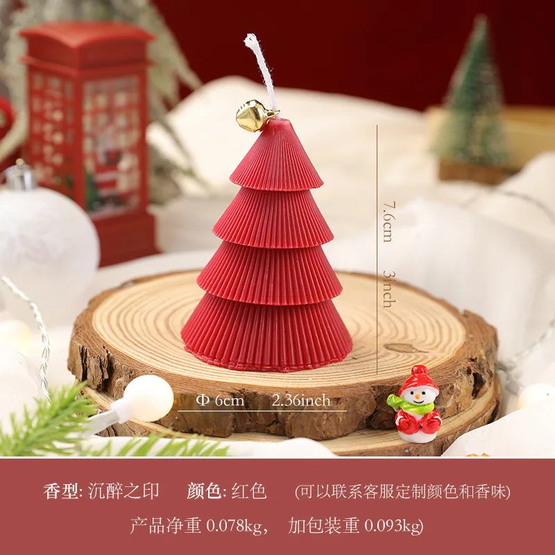 Christmas Tree Candle for Festive Decor  Red Green Home Decorative Candle for Holiday Celebrations New Year's Decor