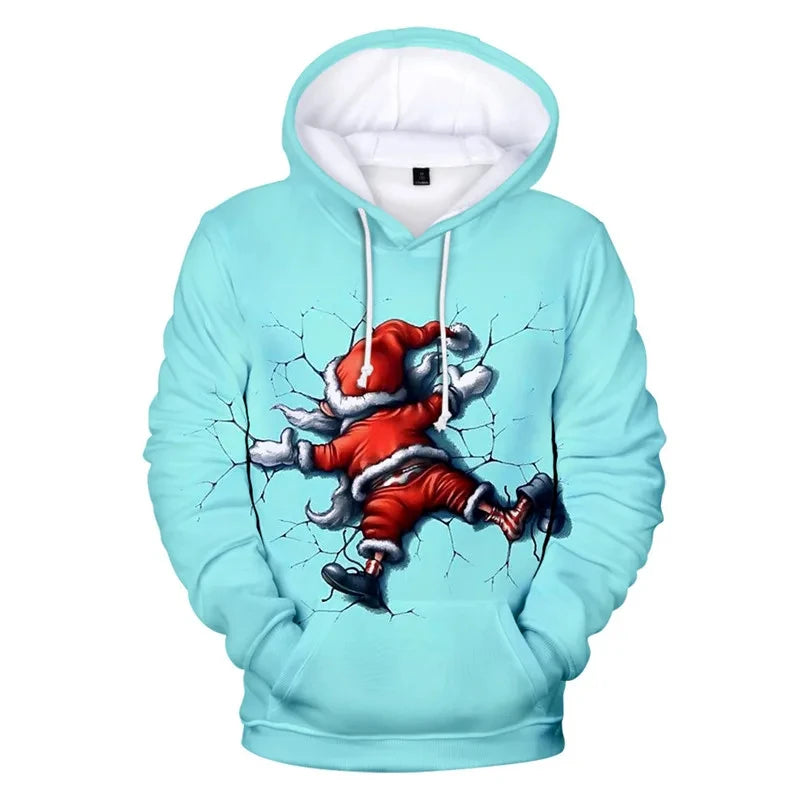 2026 Christmas Men's Hooded Sweatshirt 3d Print Long Sleeve Pullover Autumn Winter Festive hoodies Oversized For Men's Sweater