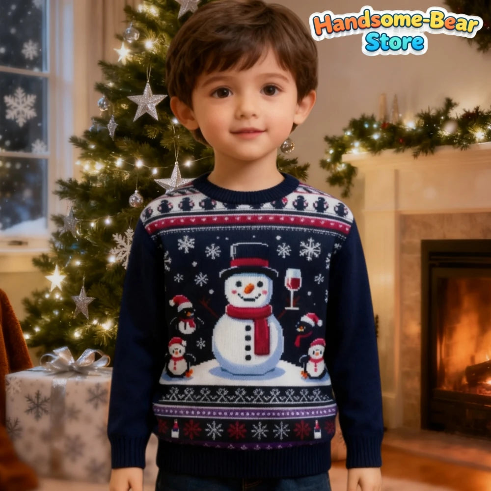 Boys Girls Xmas Sweatshirt Christmas Snowman Santa 3D Print Funny Christmas Hoodies Unisex Pullover Holiday Party Kids Clothing