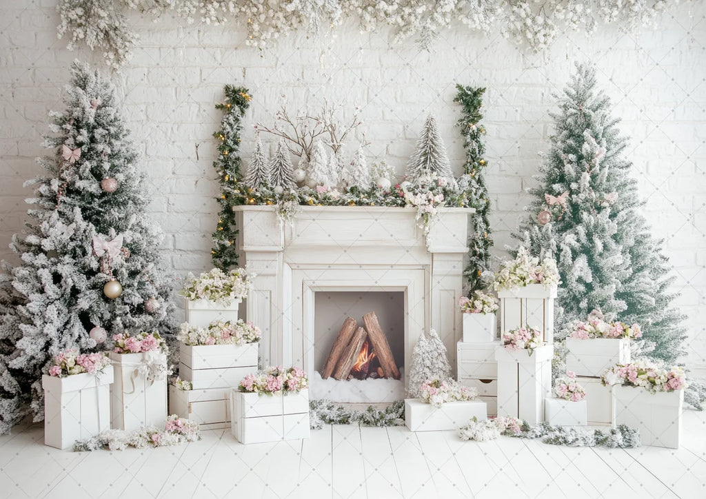 Merry Christmas Photography Background Indoor Scene For Child Portrait Photocall Banner Xmas Windows Fireplace Decor Backdrops