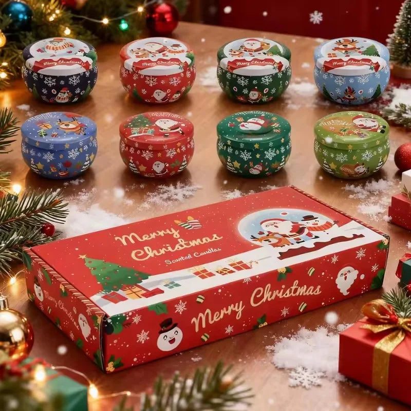 Holiday Decor 8-Piece Christmas Candles:Scented Decorative Candles – Ideal for Christmas Party, Family Gathering Relaxing Spaces