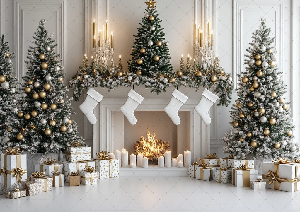 Merry Christmas Photography Background Indoor Scene For Child Portrait Photocall Banner Xmas Windows Fireplace Decor Backdrops