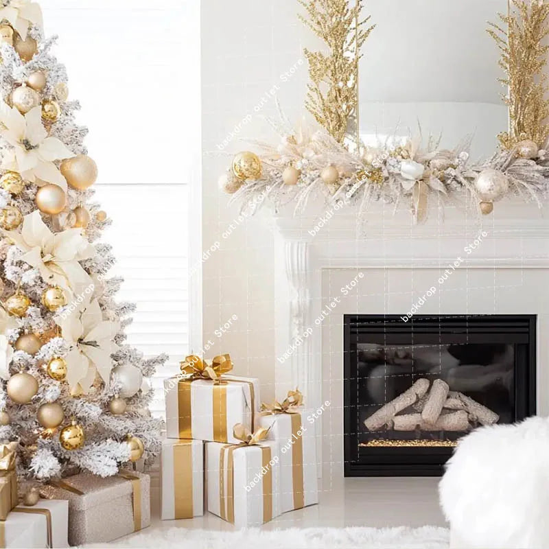 Christmas Celebration Photography Background Winter Window Glitter Xmas Tree Kids Family Portrait Decor Backdrop Photo Studio