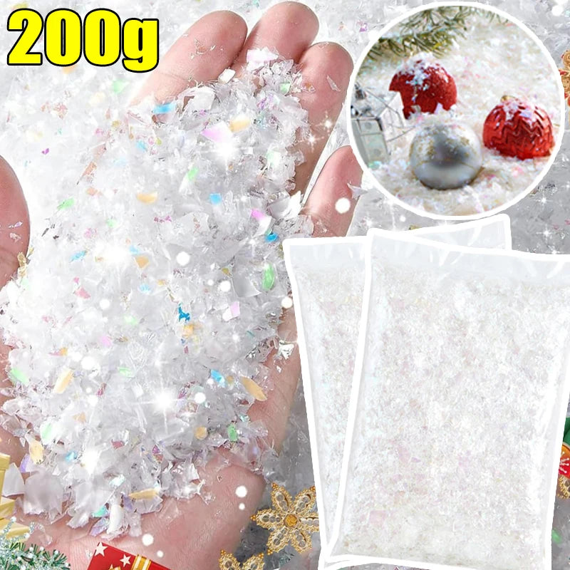 Winter Artificial Fake Snow Christmas Snow Powder Xmas Snowflake Decor for DIY Crafts Village Displays Props Holiday Supplies