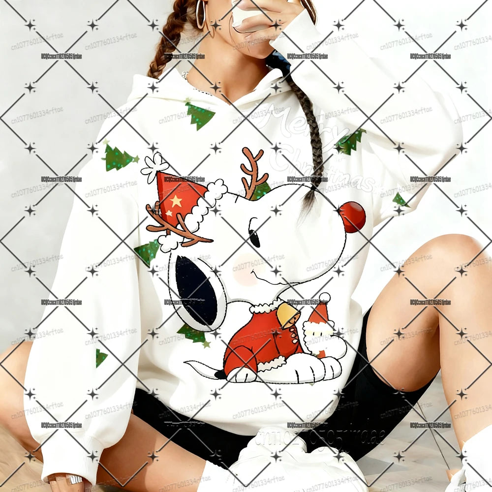 Cartoon Snoopy Christmas Hoodie For Women's Autumn Winter Fashion Pullover Long Sleeve Sweatshirts Couple Christmas Gifts