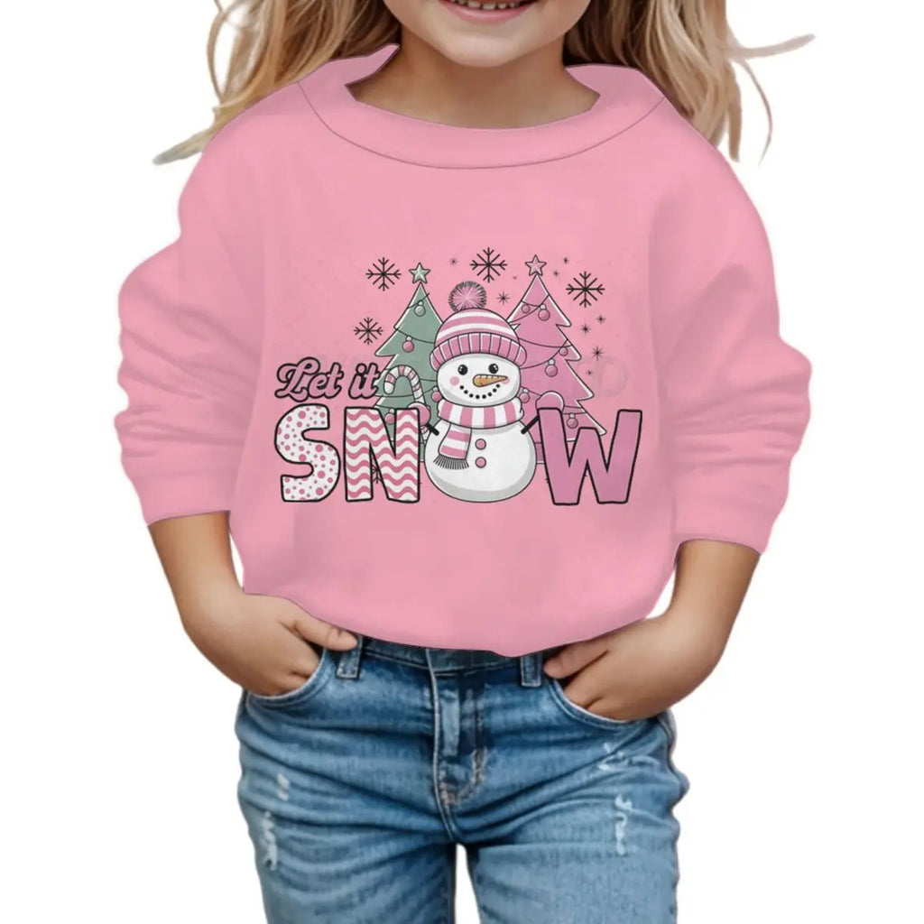 Let It Snow Sweatshirt Gift for Girls Snowflake Christmas Sweater Holiday Hoodie Winter Lover Xmas Party Gift Child Girl Clothes