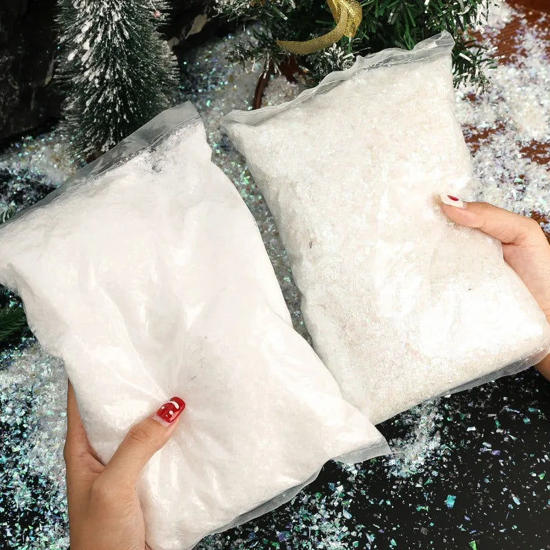 White Fake Snowflake Powder Artificial Christmas Snow DIY Xmas Tree New Year Party Scenery Decor Festive Village Display Prop