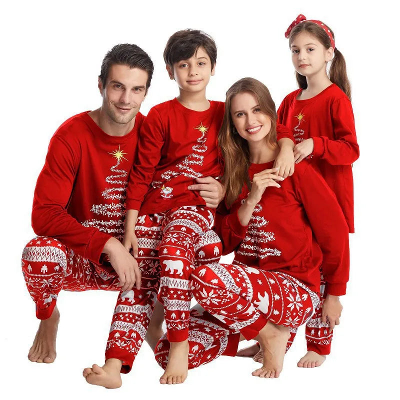 Xmas Family Look Pyjamas Santa Claus Print Christmas Pajamas Set Parent-child Matching Clothing Cute Soft Homewear Baby Romper