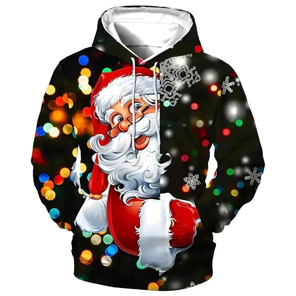 New Christmas Men's Hooded Sweatshirts New Year Fashion Sweatshirts Casual Streetwear Christmas-Print Sweatshirts Hooded Shirt