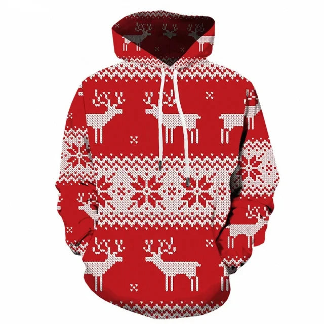 2026 Christmas Men's Hooded Sweatshirt 3d Print Long Sleeve Pullover Autumn Winter Festive hoodies Oversized For Men's Sweater