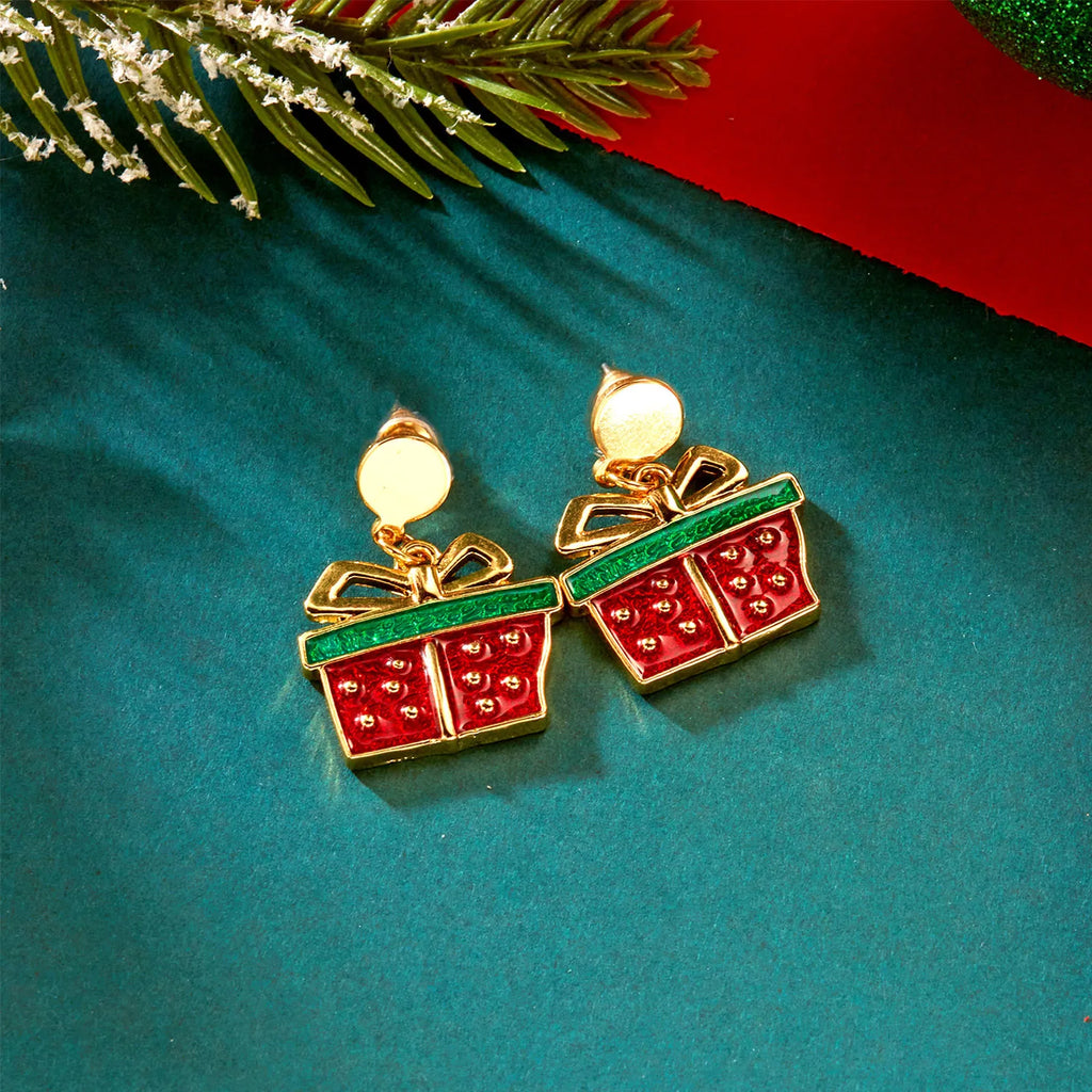 Delicate Enamel Christmas Tree Gift Box Trendy Necklace Bangle Earring Set for Women Elegant Festival Gift Charming Xmas Jewelry