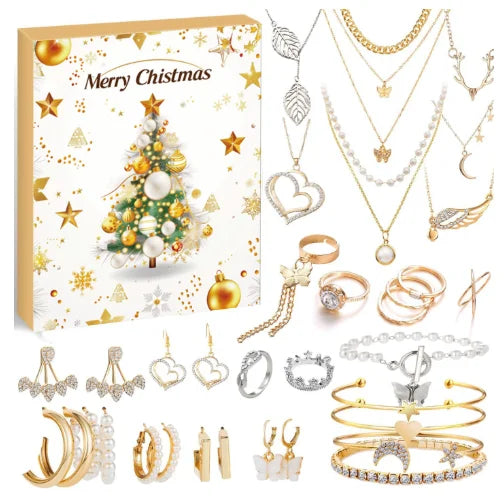 2028 Christmas Advent Jewelry Calendar Gift Box Holiday Crystal Bracelet Jewelry Set For Women Birthday Valentines