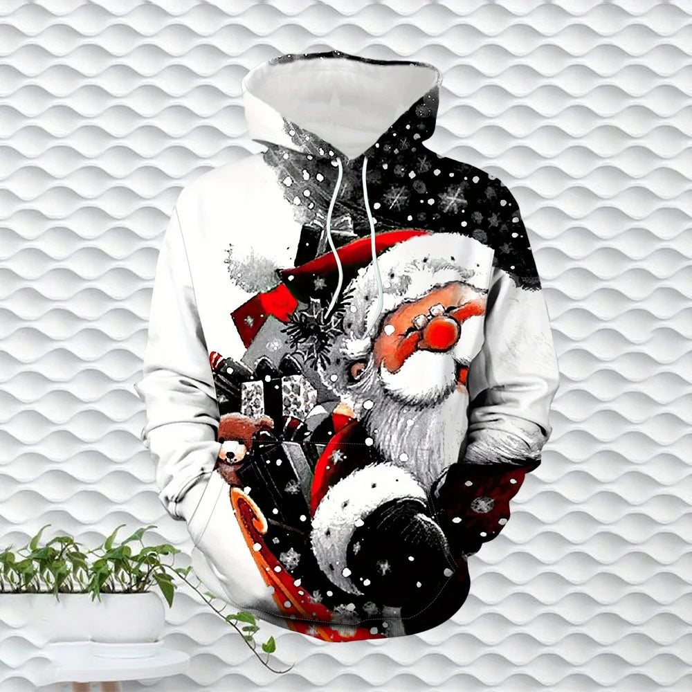 New Christmas Men's Hooded Sweatshirts New Year Fashion Sweatshirts Casual Streetwear Christmas-Print Sweatshirts Hooded Shirt