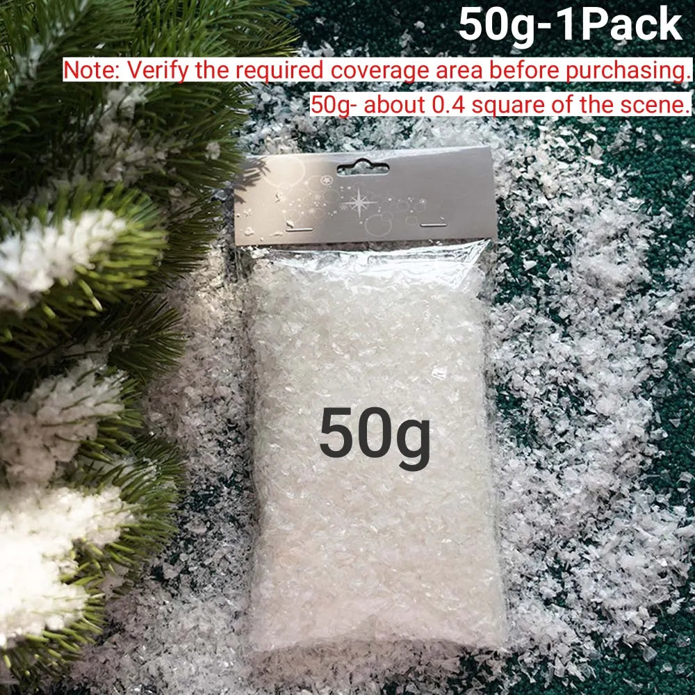 50g/100g Christmas Snow Decoration White Shiny Artificial Snow Acrylic Snow for Christmas Scene Decoration Fake Snow Decoration