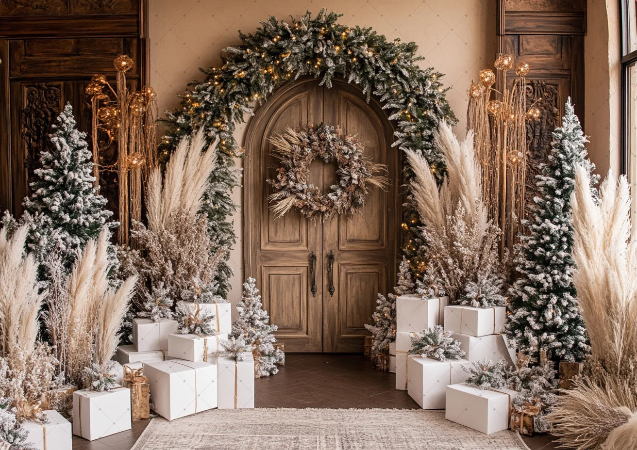 Merry Christmas Photography Background Indoor Scene For Child Portrait Photocall Banner Xmas Windows Fireplace Decor Backdrops