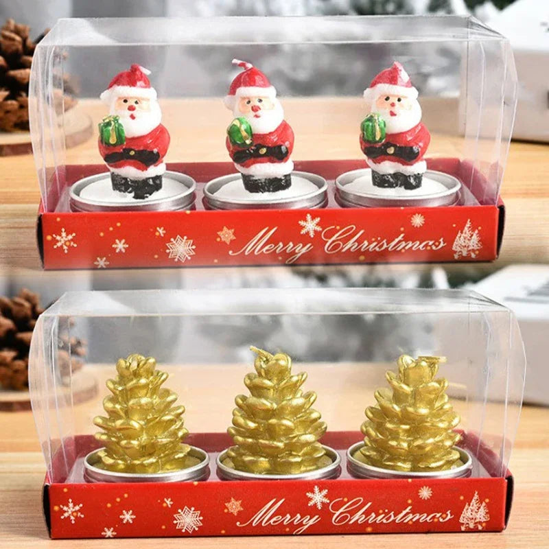 Mini Xmas Candles Navidad New Year Gifts Christmas Candles Santa Claus Snowmen Tin Cans Candle Christmas Decorations for Home