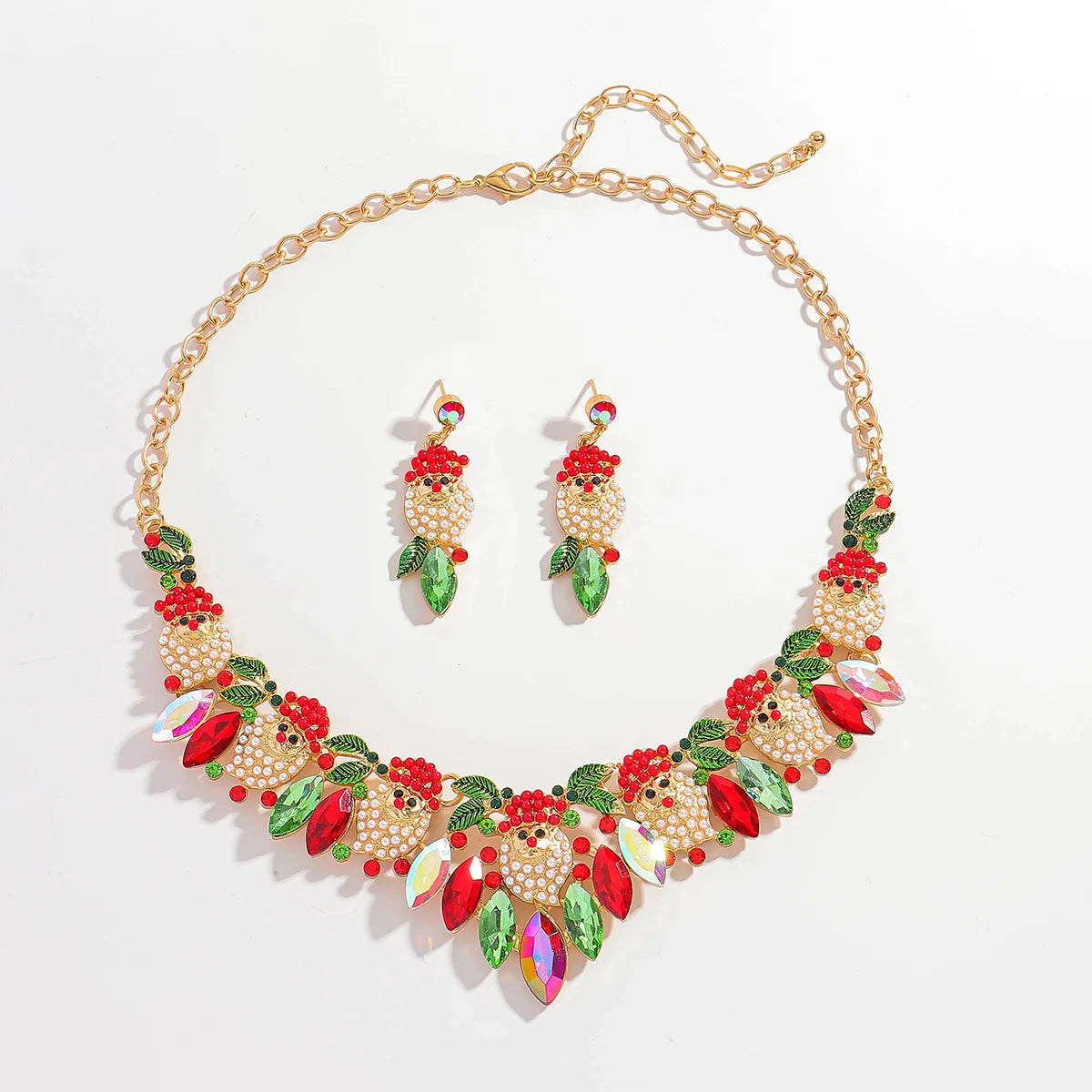 Fashion Christmas Santa Pearl & Rhinestone Jewelry Set | Perfect Gift for Women