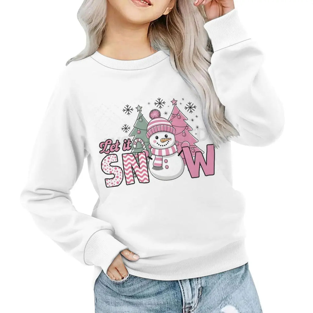 Let It Snow Sweatshirt Gift for Girls Snowflake Christmas Sweater Holiday Hoodie Winter Lover Xmas Party Gift Child Girl Clothes