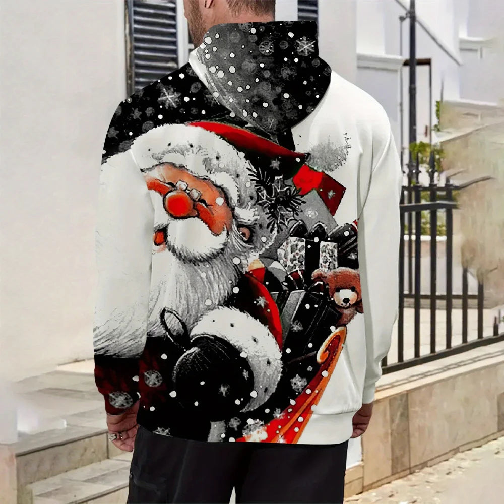 New Christmas Men's Hooded Sweatshirts New Year Fashion Sweatshirts Casual Streetwear Christmas-Print Sweatshirts Hooded Shirt