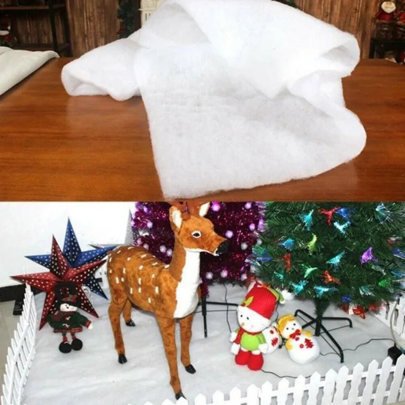 Artificial Christmas Snow Roll White Snow Mat Snow Blanket Soft Cotton Prop for Tree Xmas Village Backdrop Tree Decorations Mat