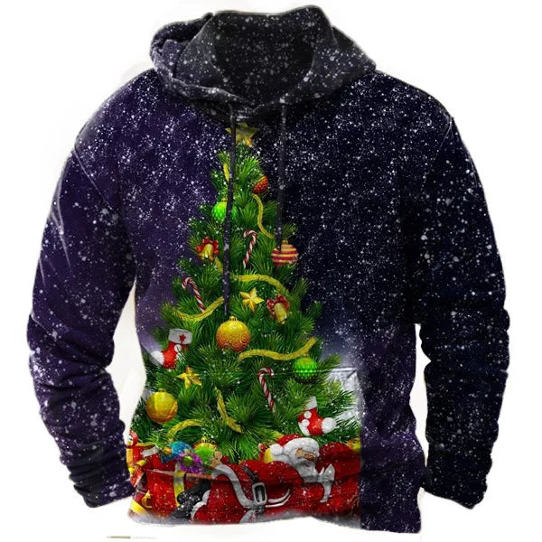 2026 Christmas Men's Hooded Sweatshirt 3d Print Long Sleeve Pullover Autumn Winter Festive hoodies Oversized For Men's Sweater