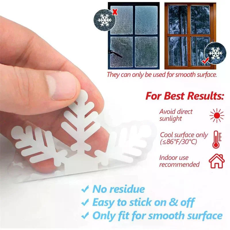135Pcs Christmas Window Clings Snowflakes Window Decals Static Window Stickers For Xmas Party Supplies Thanksgiving Party Décor