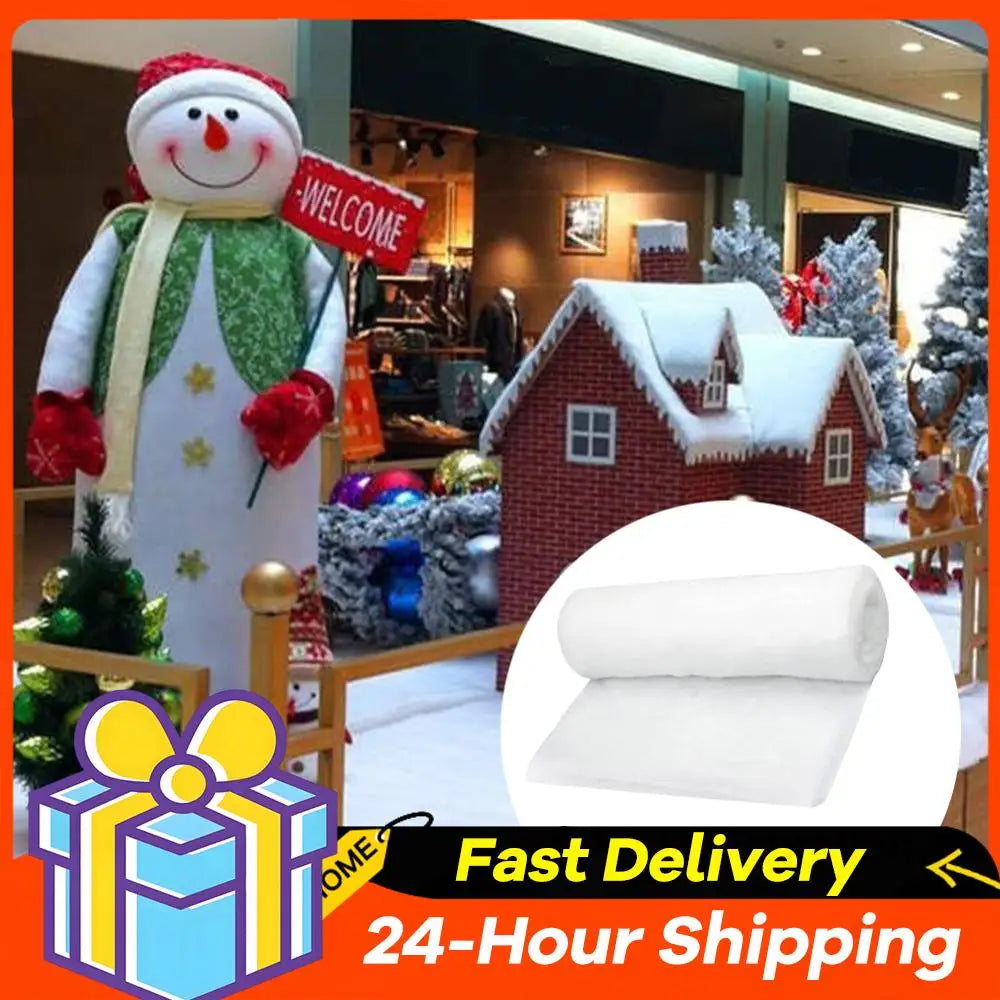 Artificial Christmas Snow Roll White Snow Mat Snow Blanket Soft Cotton Prop for Tree Xmas Village Backdrop Tree Decorations Mat
