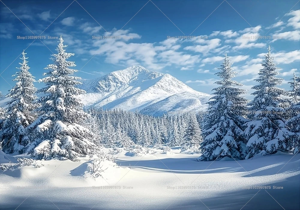 Snowy Forest Christmas Backdrops Xmas Party Decor Photography Background Baby Shower Banner Photo Booth Props Party Supplies