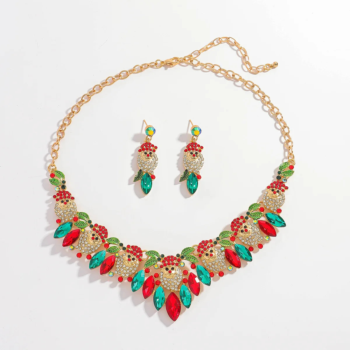 Fashion Christmas Santa Pearl & Rhinestone Jewelry Set | Perfect Gift for Women