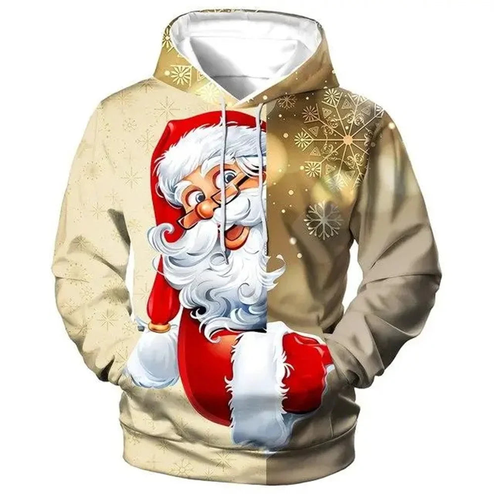 New Christmas Men's Hooded Sweatshirts New Year Fashion Sweatshirts Casual Streetwear Christmas-Print Sweatshirts Hooded Shirt
