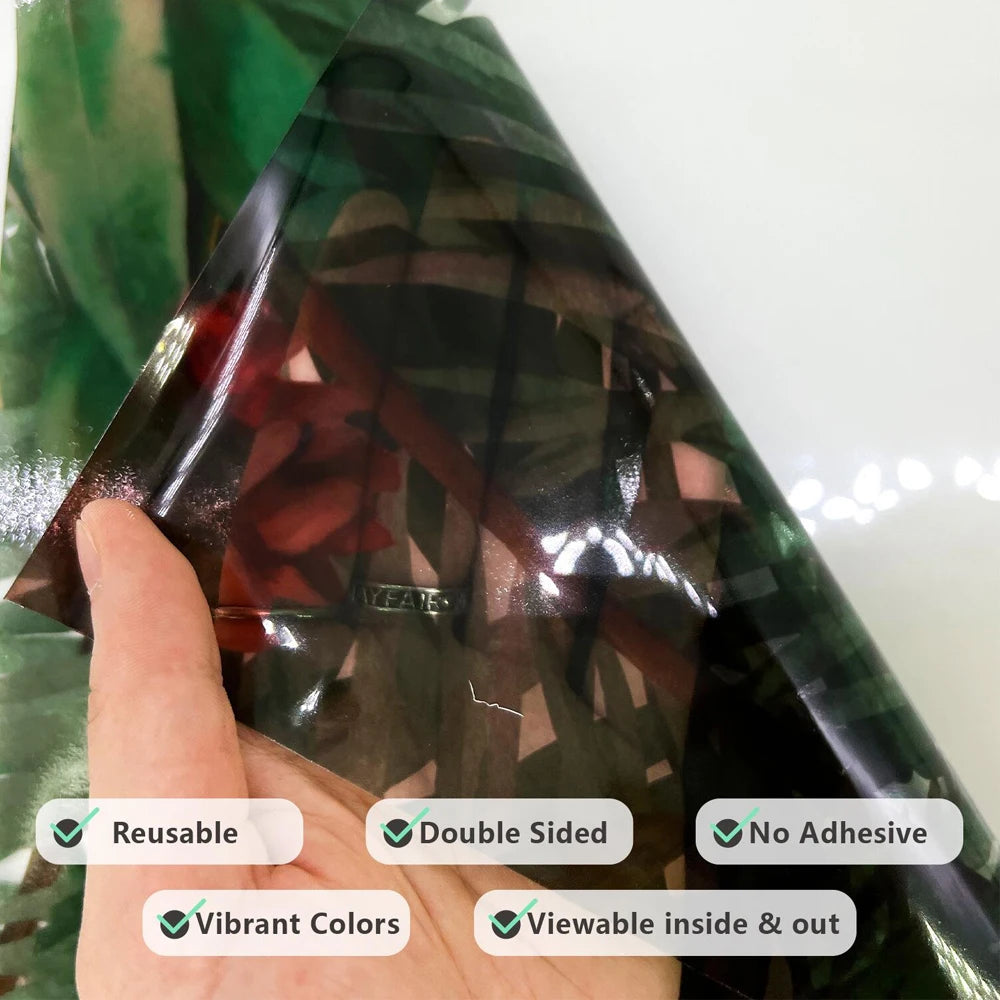 Double-Sided Christmas Window Clings Stickers for Glass, Winter Cabin in Snowy Forest Static Cling Decal for Xmas Home Decor