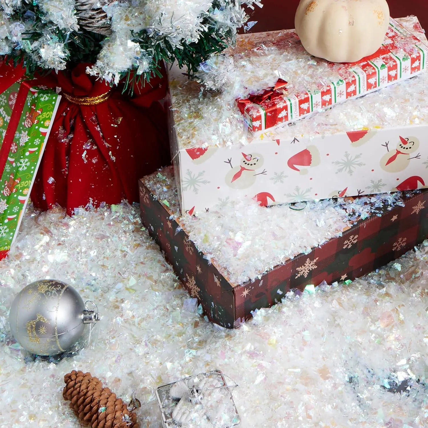 Winter Artificial Fake Snow Christmas Snow Powder Xmas Snowflake Decor for DIY Crafts Village Displays Props Holiday Supplies