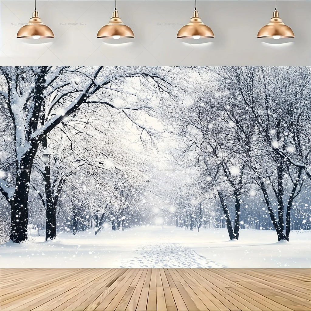 Snowy Forest Christmas Backdrops Xmas Party Decor Photography Background Baby Shower Banner Photo Booth Props Party Supplies
