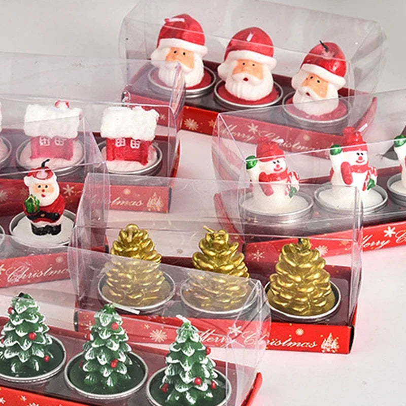 Mini Xmas Candles Navidad New Year Gifts Christmas Candles Santa Claus Snowmen Tin Cans Candle Christmas Decorations for Home