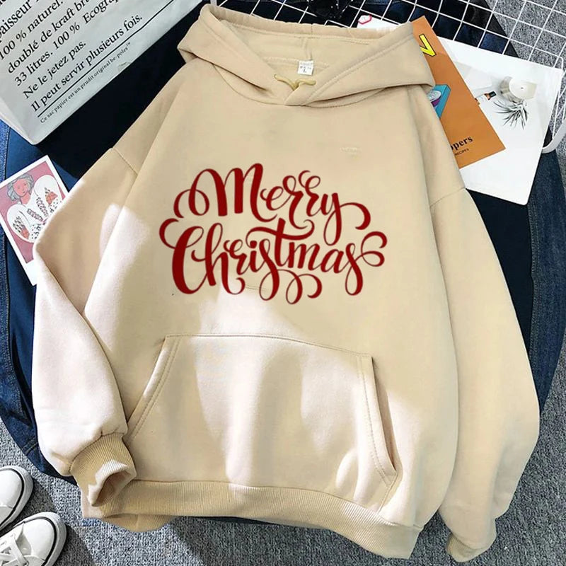 Merry Christmas Sweatshirt Womens Christmas Hoodie Long Sleeve Pullovers Harajuku Y2K Sweatshirts Vintage Women Hoodies Tops