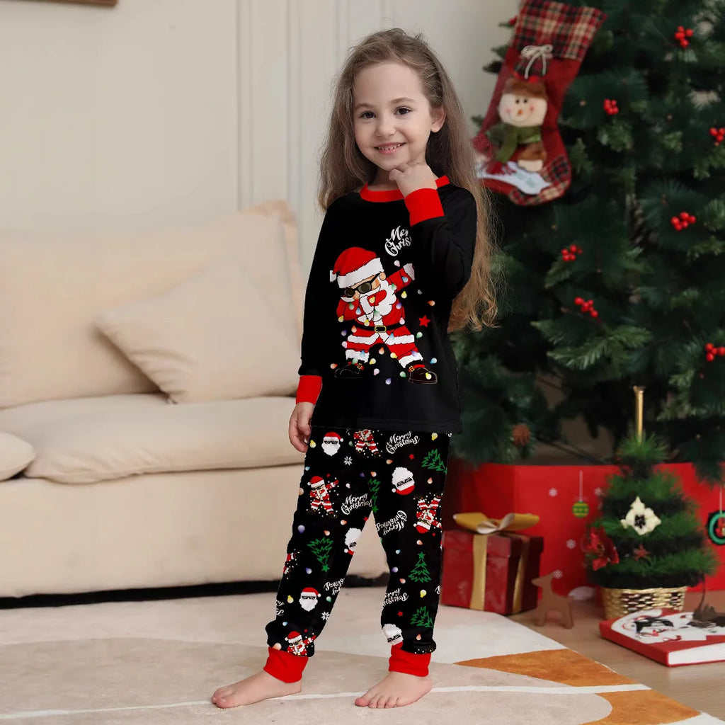 Christmas Family Matching Pajamas Mother Daughter Father Son Cartoon Santa Claus Print Set Soft Sleepwear Xmas Family Look Pjs