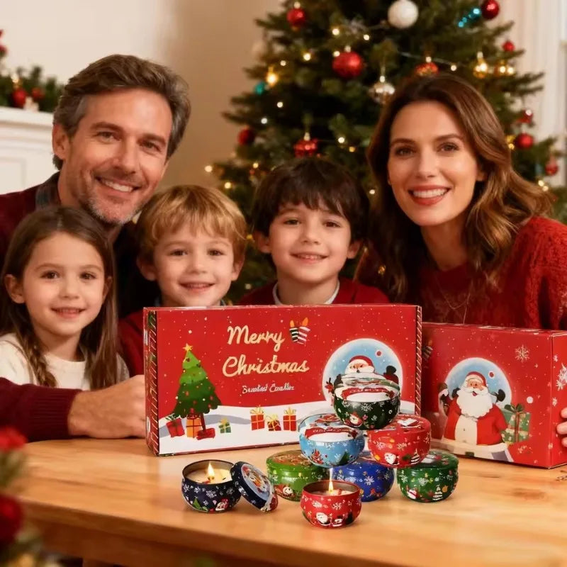 Holiday Decor 8-Piece Christmas Candles:Scented Decorative Candles – Ideal for Christmas Party, Family Gathering Relaxing Spaces