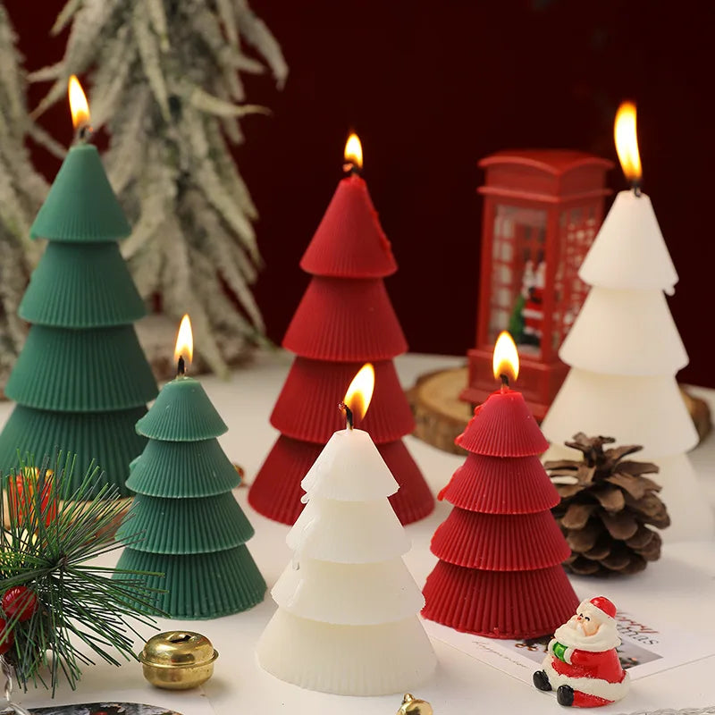 Christmas Tree Candle for Festive Decor  Red Green Home Decorative Candle for Holiday Celebrations New Year's Decor
