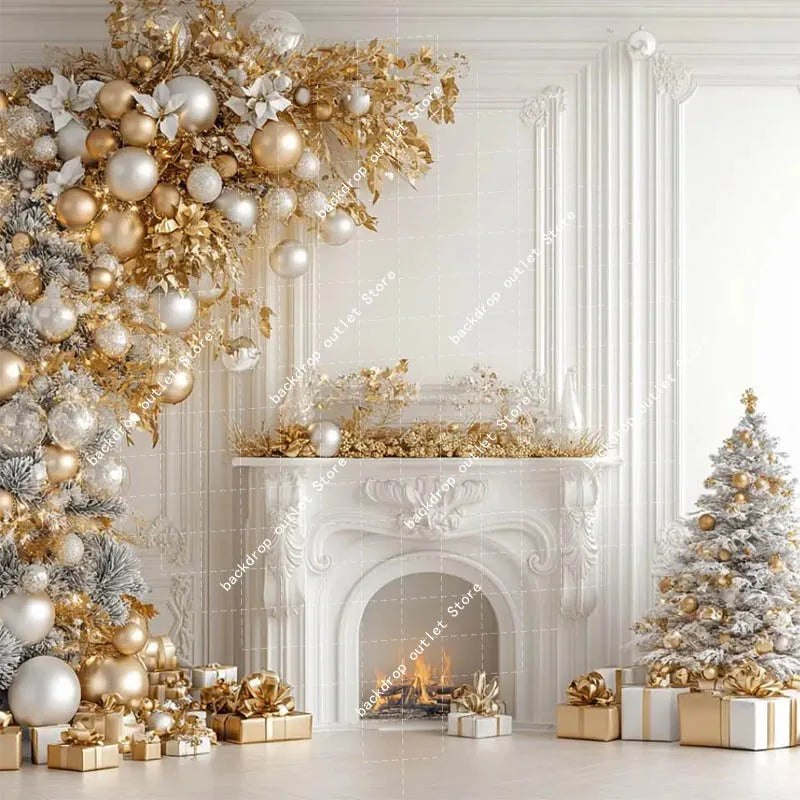 Christmas Celebration Photography Background Winter Window Glitter Xmas Tree Kids Family Portrait Decor Backdrop Photo Studio