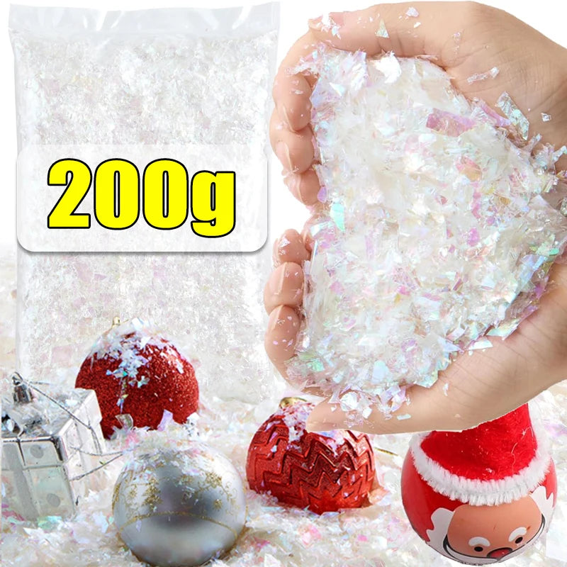 Winter Artificial Fake Snow Christmas Snow Powder Xmas Snowflake Decor for DIY Crafts Village Displays Props Holiday Supplies