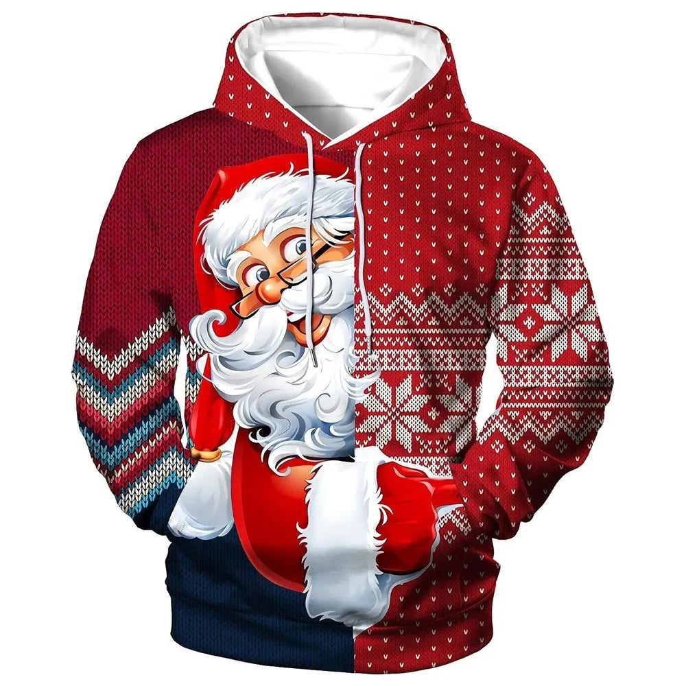 New Christmas Men's Hooded Sweatshirts New Year Fashion Sweatshirts Casual Streetwear Christmas-Print Sweatshirts Hooded Shirt